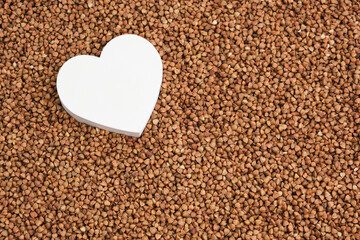 White heart on the background buckwheat.