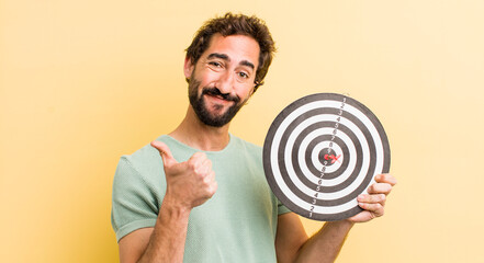 young man with a darts target