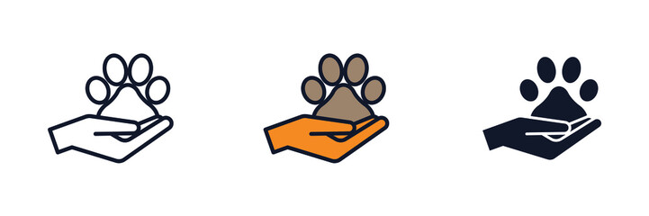 pet help. hand and paw print icon symbol template for graphic and web design collection logo vector illustration