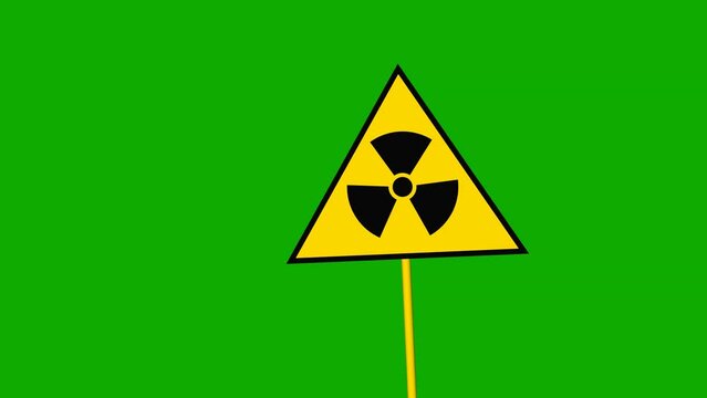 Radiation sign. 3D animation on a green screen 