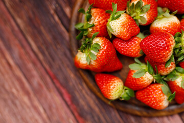 Fresh juicy strawberries with leaves. Strawberry..