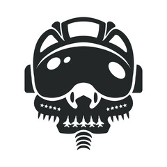 Air force helmet silhouette. Fighter pilot helmet icon on white background. Vector illustration. © Pyromaster