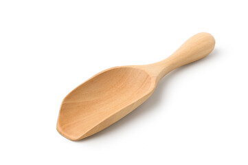 Wooden scoop isolated on white background. Clipping path.