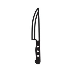 Vector kitchen knife icon. Flat illustration of knife isolated on white background. Icon vector illustration sign symbol.