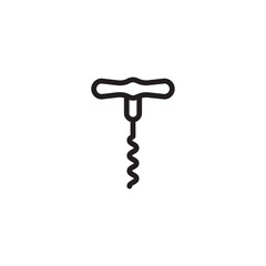 Vector wine opener icon. Flat illustration of corkscrew isolated on white background. Icon vector illustration sign symbol.