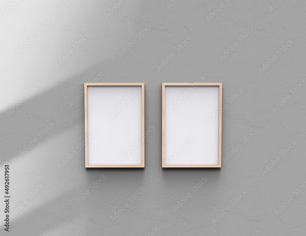 Poster picture frame background using 3d rendering and geometry. framed background mock-up for poster desig