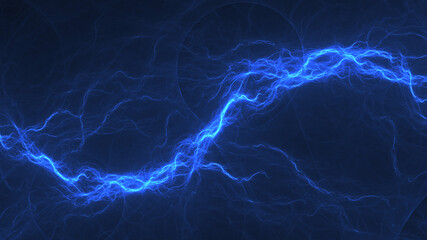 Blue fractal lightning background, electrical abstract - 492617949