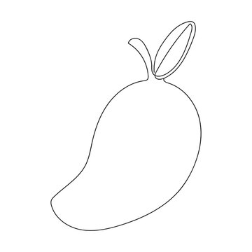 Continuous one line drawing mango. Vector illustration. Black line art on white background.