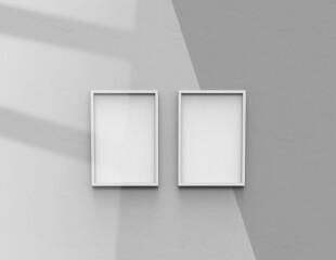 Picture frame background using 3D rendering and geometry. Framed background mock-up for poster design or exhibition of artwork. 3d rendering illustration.