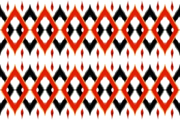 Ikat tribal seamless pattern. Ethnic Aztec fabric carpet. Geometric Pattern for textile.