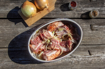 pork ribs marinated with spices and onions