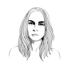 Elegant girl face in one line art style