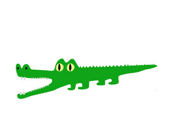 Green crocodile with open mouth - simple vector drawing.