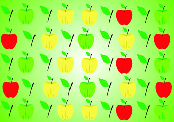 red, green, yellow apple background