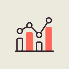 Graph in trendy outline icon. Finances sign