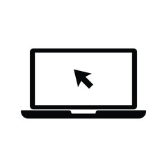 Laptop with pointer or cursor icon isolated on white background. vector eps 10
