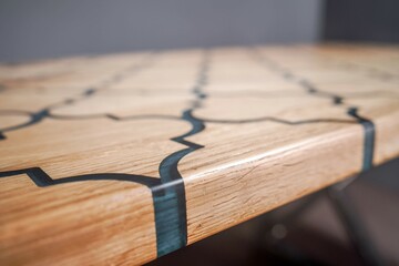 Modern wooden table made of epoxy