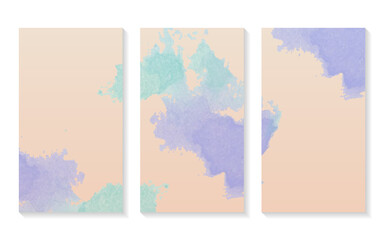 Set of social media abstract background with watercolor effect.