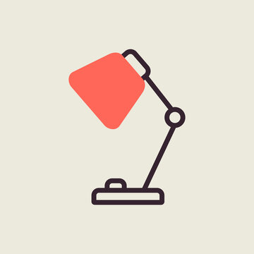 recommend clip art: Table Lamp outline isolated icon. Workspace sign