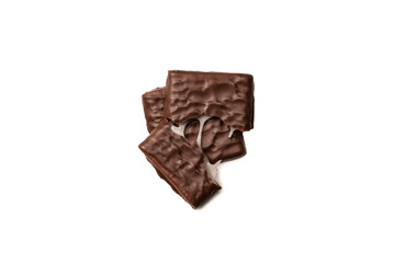 Dark chocolate candies isolated on white background.