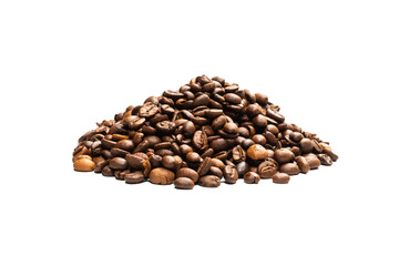 Coffee beans on a white background. Top view.