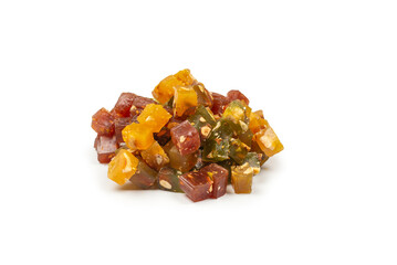 Turkish traditional delight with nuts isolated on white background.