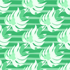 Fototapeta premium Rainforest palm leaves tropical seamless pattern. Abstract leaf endless wallpaper.