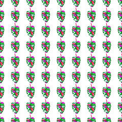 Abstract monstera leaves tropical seamless pattern. Rainforest background.