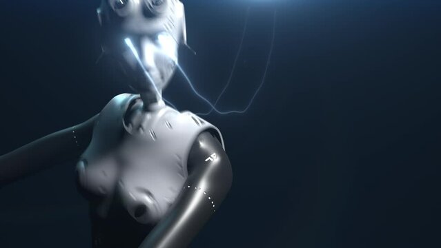 robot gone mad. an allegory for the critical error of artificial intelligence shown as a dancing robot . the concept of technology or artificial intelligence. 3d animation