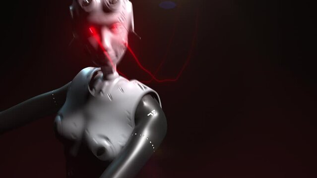 robot gone mad. an allegory for the critical error of artificial intelligence shown as a dancing robot . the concept of technology or artificial intelligence. 3d animation