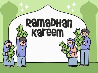 Let's Cook And Eat Eid Fitr Celebration Banner Illustration