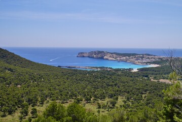 Panoramic view of Cala Agulla and beautiful coast at Cala Ratjada. Majorca, Spain.