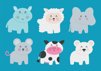 cute animals icon collection