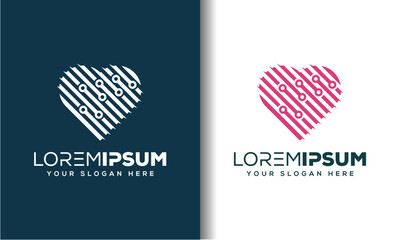 abstract love and tech logo design