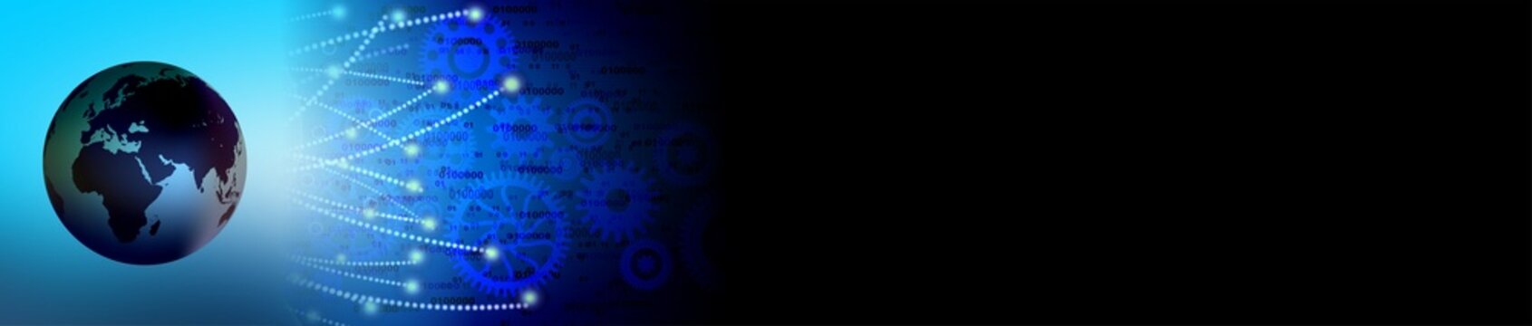 abstract technology background with binary code and cogs gear.