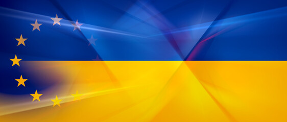 background flag design of Europe and Ukraine 3d-illustration