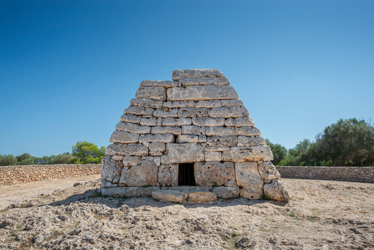 Naveta des Tudons, the most remarkable megalithic chamber tomb in Menorca, Balearic Islands, Spain