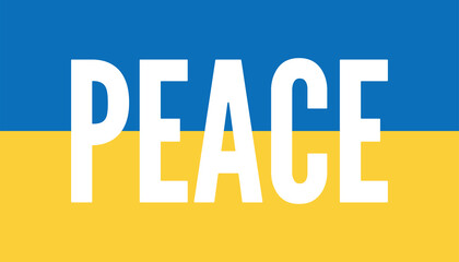 Ukrainian flag with peace inscription. No war concept vector illustration. Support Ukriane