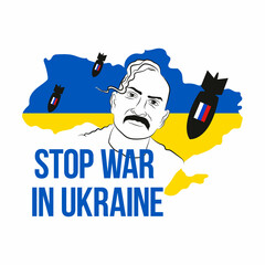 Stop War in Ukraine. Ukraine War Poster. Vector Illustration.
