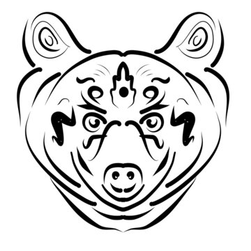 Bear head Silhouette Tattoo tribal black and white
