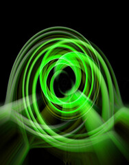 Fond abstrait futuriste en couleur vert. Effet tourbillon.	