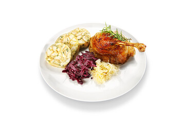 typical czech dish duck with cabbage and dumplings