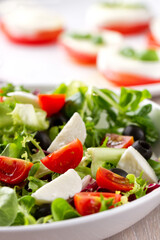 Summer Salad with Mixed Colorful Vegetables on a Plate