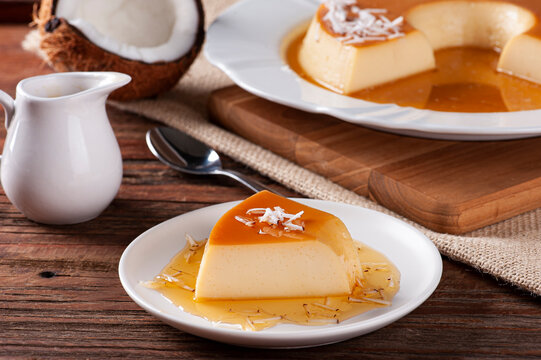 Premium Photo  Creme caramel condensed milk pudim with melting