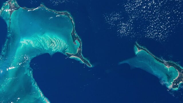 Bahamas archipelago scenic aerial satellite view from sky. Planet earth from space image furnished by Nasa
