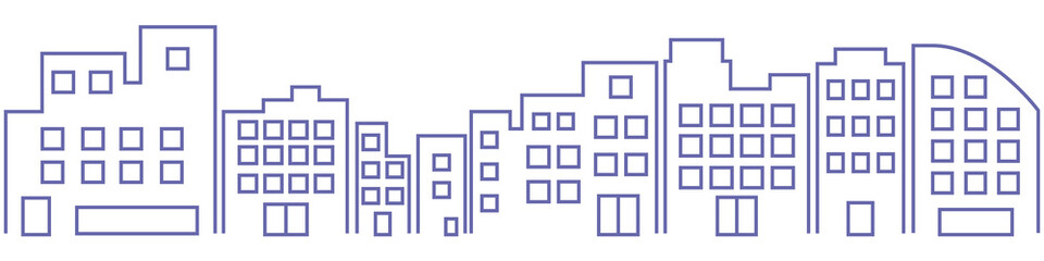 ビルやマンションの街並みのイラストの背景・パーツ素材　ベクター