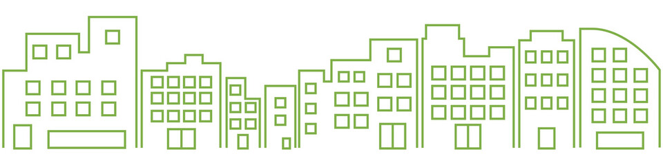 ビルやマンションの街並みのイラストの背景・パーツ素材　ベクター