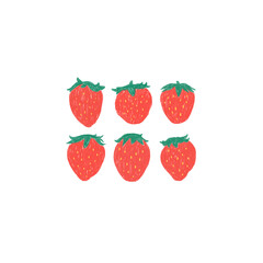 Hand drawn vector illustration of strawberry set. Isolated on white. - 492639317