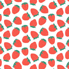 Hand drawn vector illustration of strawberry pattern. Pattern for textile, fabric, wrapping paper. - 492639533
