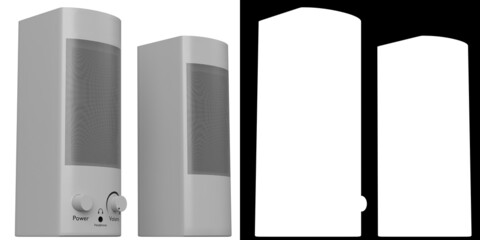 3D rendering illustration of a couple of classic PC speakers